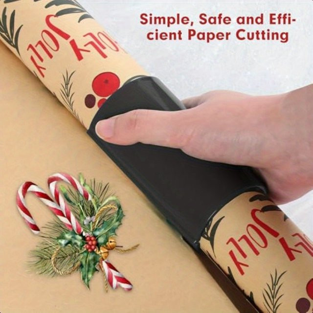 Papierschneider mit Elfen- und Weihnachtsmütze-Design in Schwarz für die Weihnachtsverpackung - Bild 1