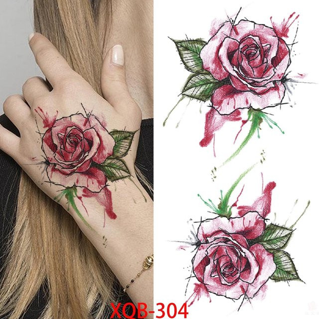 LongGe Factory Temporäre Tattoos, Schwarze Rose Blumenmuster, Unisex - Bild 1