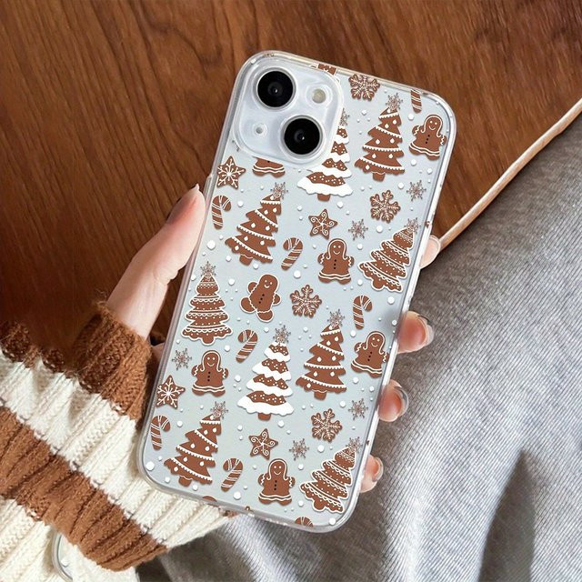 Transparente TPU-Handyhülle mit rotem Weihnachts-Lebkuchenmann-Muster für iPhone 17 16 15 14 13 12 11 Pro Max Plus Mini und XS XR X - Bild 1