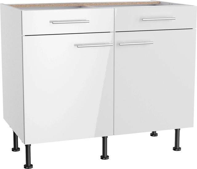Optifit Küchen-Unterschrank Rurik Weiß glänzend B/H/T: 100 x 87 x 58,4 cm - Bild 1