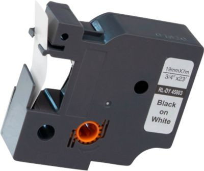 Dymo Beschriftungsband D1/45803 kompatibel, selbstklebend, Kunststoff, weiß/schwarz, B: 19 mm, L: 7 m - Bild 1