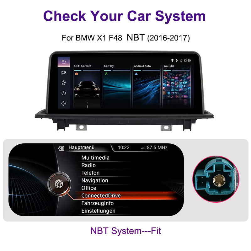 AUTOTOP Android Multimedia System für BMW X1 F48 2016-2017 mit 10,25 Zoll Display, Wireless CarPlay und WiFi, Schwarz - Bild 4