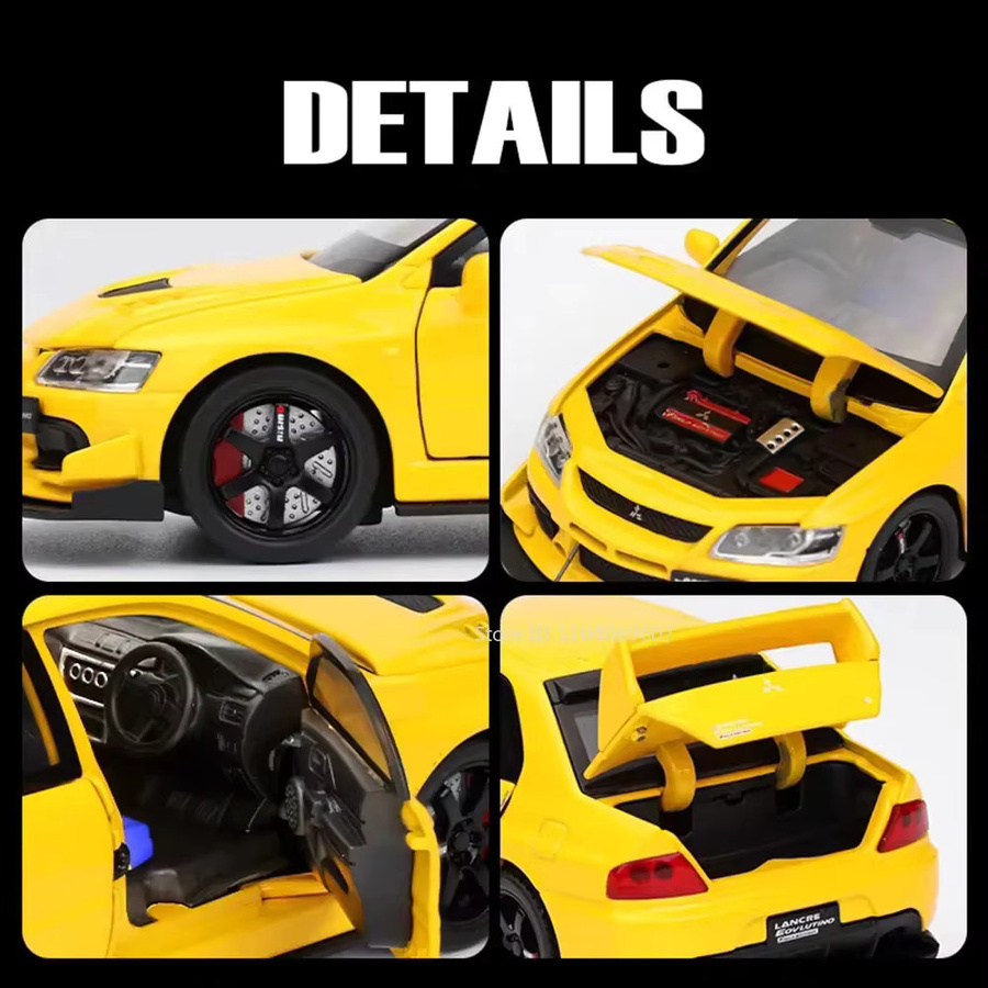 MAKEDA Mitsubishi Lancer Evolution IX Sportwagen, Modell Spielzeug, 1:32, Metall, mit Licht und Sound - Bild 2