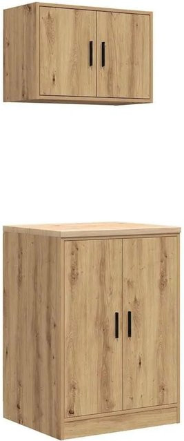 vidaXL Garagenschränke 2er Set aus Holzwerkstoff in Artisan-Eiche, Farbe Braun - Bild 1