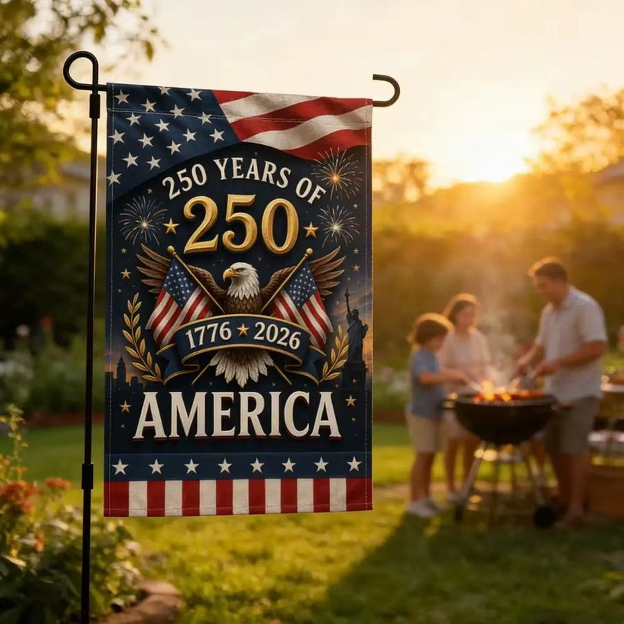 OURFETE USA 250-Jahre Jubiläums-Gartenflagge 1776-2026, Patriotisches Gartenschild Outdoor-Banner Doppelseitig Wasserdicht, Multicolor - Bild 5