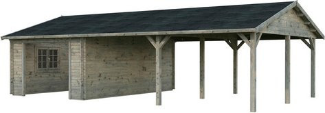 Palmako Garage Roger aus Fichtenholz mit Satteldach in Grau, B/T/H: 1006 x 619 x 316 cm - Bild 2