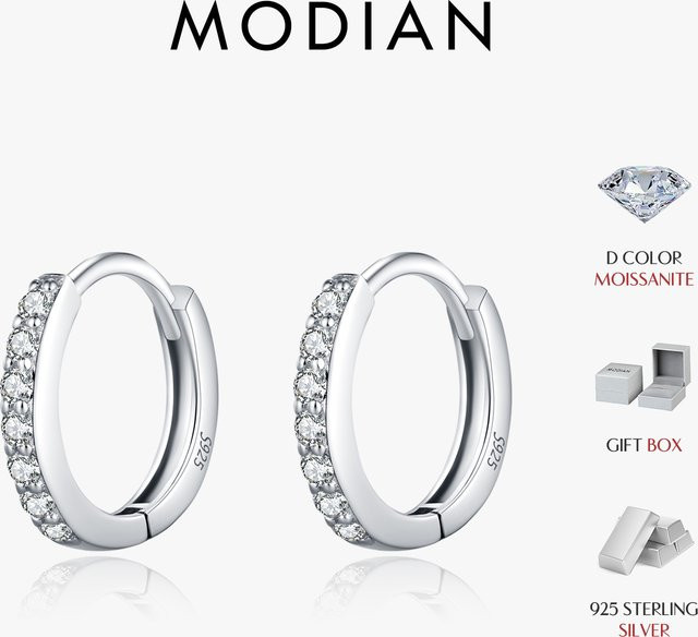 MODIAN D Creolen, 925 Silber, Moissanit, Damen - Bild 1