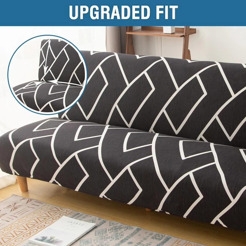 Dehnbarer ärmelloser Sofabezug aus Polyester für klappbare Futon-Sofas, rutschfest und waschbar, Breite: 155 cm bis 185 cm - Bild 1