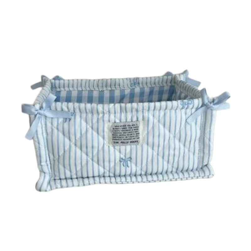 Gesteppter Aufbewahrungskorb in Blau für Kleinteile und Kosmetik als Desktop-Organizer und Wohndekoration - Bild 4
