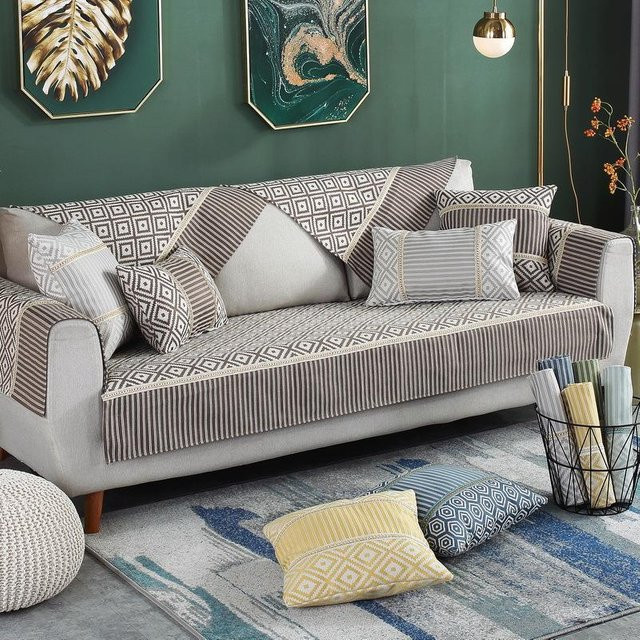 Super Six Universelles Sofakissen aus Baumwolle mit rutschfestem Bezug und Armlehnenhandtuch, B/B: 70 x 70 cm - Bild 1
