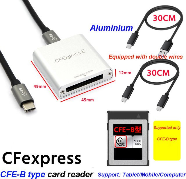T.F.SKYWINDINTL CFexpress Typ B und USB 3.2 10 Gbit/s Kartenleser mit Thunderbolt 3 und USB-C Anschluss für PC, Laptop und Handy - Bild 1