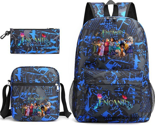 3-teiliges Schulrucksack-Set in Blau aus Oxford-Stoff mit Schultasche, Schultergurt und Federmäppchen - Bild 1