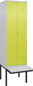 C+P PSA Doppel-Spind Classic PLUS Sitzbank mit 2 Abteilen und Kunststoff-Sitzfläche, B/T/H: 212,0 x 60,0 x 81,5 cm, Farben: Grau und Grün - Bild 1