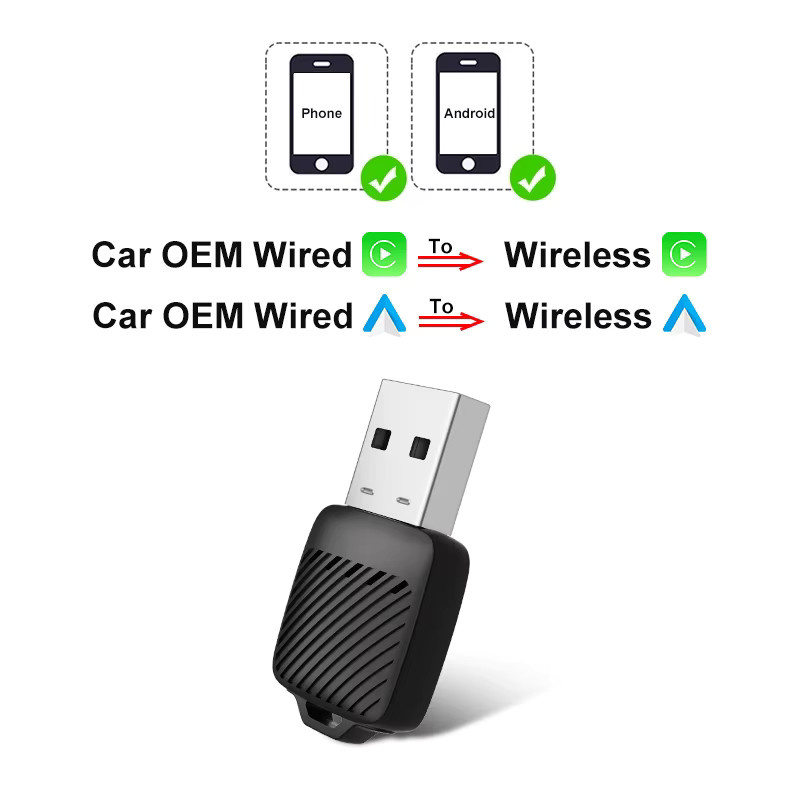 FLIXIVI CarPlay und Android Auto Adapter Schwarz: Kabelloser Konverter mit 5GHz WiFi5 und USB-C Plug-and-Play für kabelgebundene Systeme - Bild 2