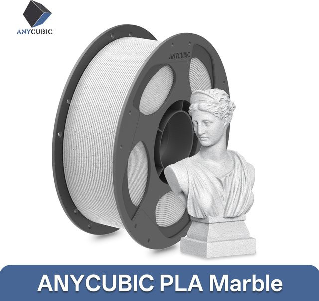 ANYCUBIC PLA Marmorfilament in Weiß, 1 kg Rolle für FDM 3D-Drucker mit Marmorstruktur - Bild 1