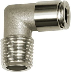 Riegler L-Steckverschraubung aus Edelstahl in Silber, R 1/8 a. für Schlauch Durchmesser 8 mm, 15 bar, Werkstoff 1.4404 - Bild 1