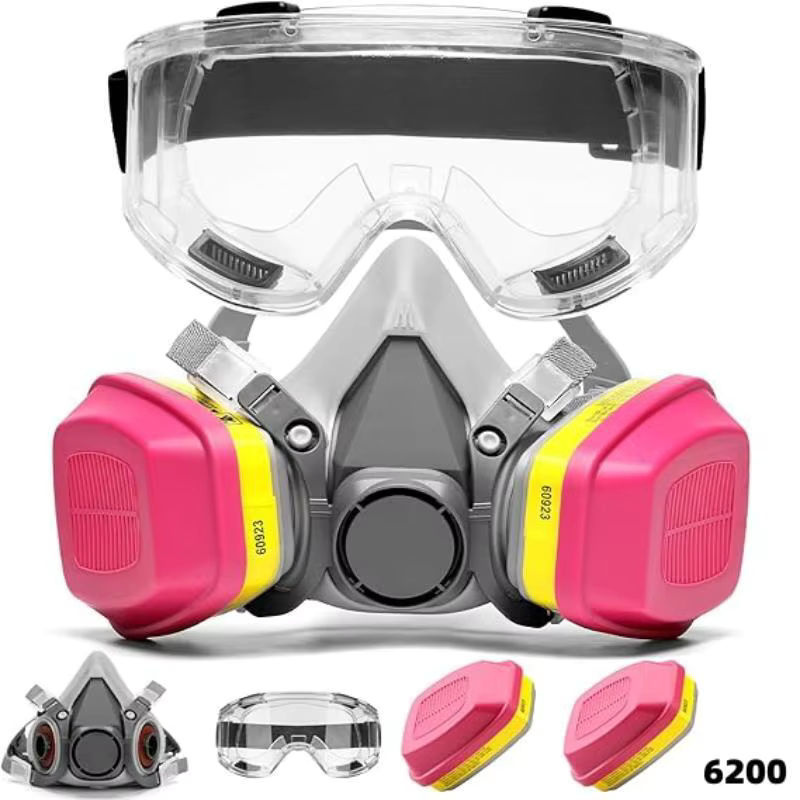 HFYSF 6200 Halbgesichtsmaske mit Schutzbrille und Filtern für organische Dämpfe und chemische Gase - Bild 4