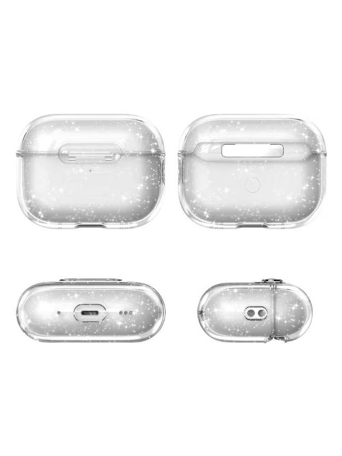 Transparente Glitzer Schutzhülle mit Sicherheitsverschluss für Apple AirPods 4, Pro 2 und Pro 3 in Schwarz - Bild 2