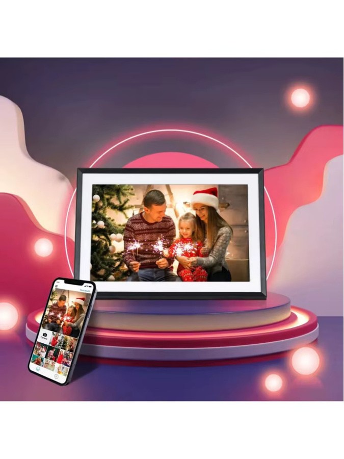 Frameo Digitaler Bilderrahmen WLAN 10,1 Zoll IPS Touchscreen in Schwarz mit 32 GB Speicher für die Fernübertragung von Fotos und Videos inklusive Wetteranzeige - Bild 9