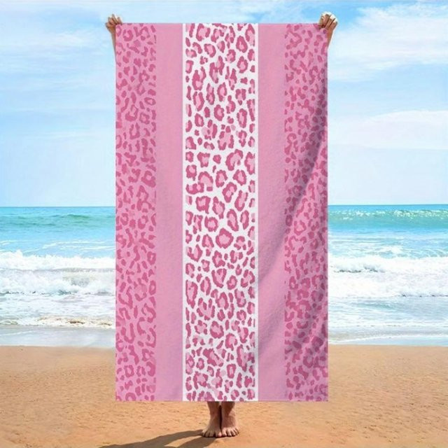 Shanika Chen Strandtuch aus Mikrofaser mit Leopardenmuster, Unisex, Breite: 40 cm, Höhe: 60 cm - Bild 1