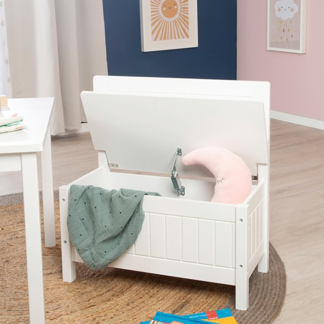 Roba Kindertruhenbank im Landhausstil aus Massivholz und MDF, weiß lackiert - Bild 1
