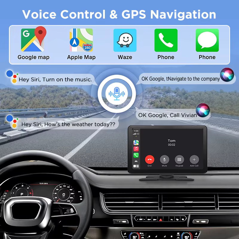 Junsun 9 Zoll Auto Dash Cam mit 4K DVR, Wireless Apple CarPlay und Android Auto, Dual Lens Video Recorder in Schwarz - Bild 5