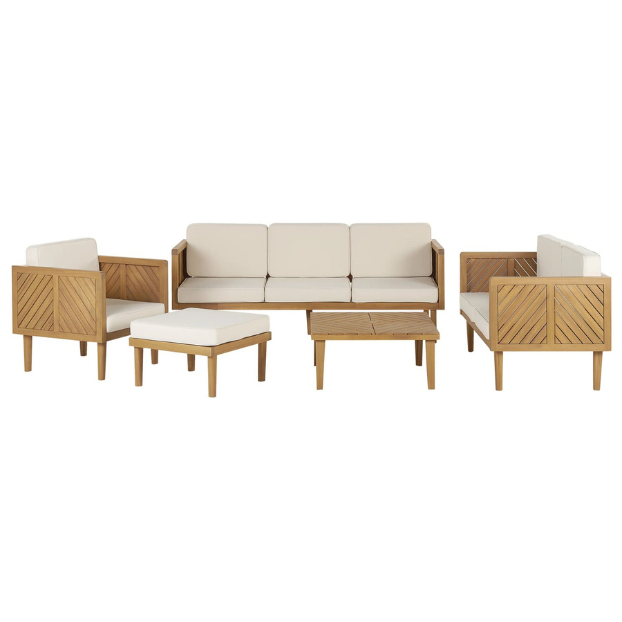 Beliani Sitzgruppe BARATTI in Hellbeige mit Holz und Polyester, B/T/H: 179 x 65 x 76 cm - Bild 2