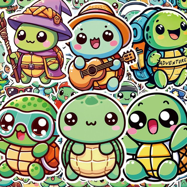 Ritnow Grüne Schildkröte Cartoon Aufkleber Wasserdichte Tier Graffiti Sticker für Laptop, Telefon und Gepäck - Bild 1