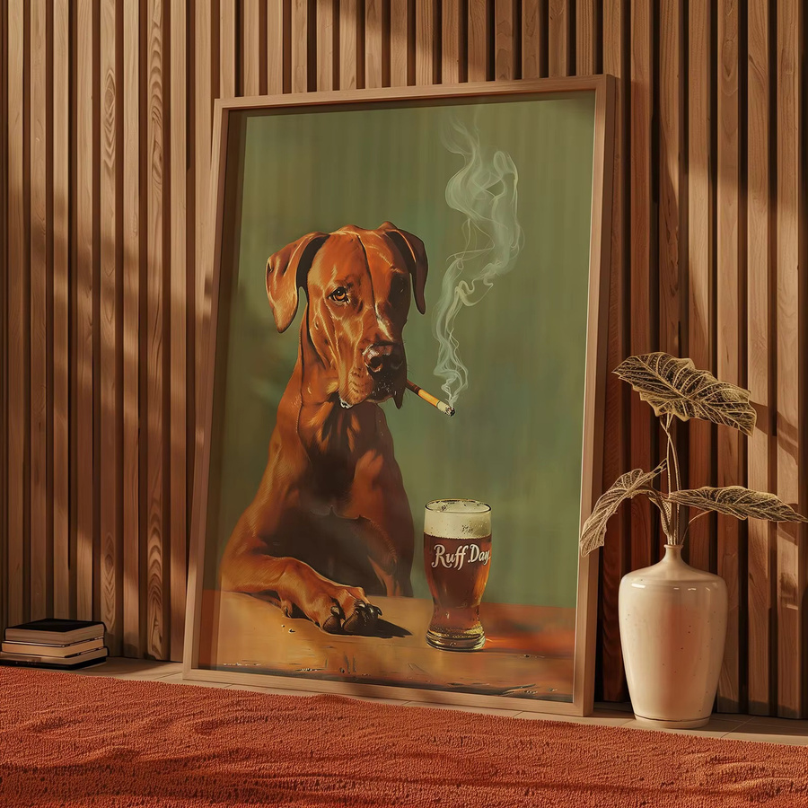 Ruff Day Vintage Poster mit lustigem Hundedruck als Retro Wanddekoration für Bar und Man Cave, Mehrfarbig - Bild 2