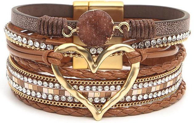 the BAY Lederarmband, Herz-Anhänger, Gold, Damen, brown - Bild 1