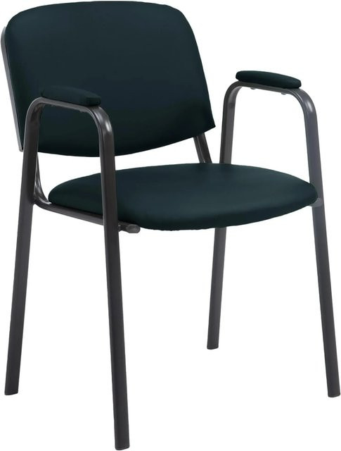 DELUKE Besucherstuhl ZAGREB Konferenzstuhl aus Kunstleder in Schwarz, B/T/H: 53 x 55 x 79 cm - Bild 1
