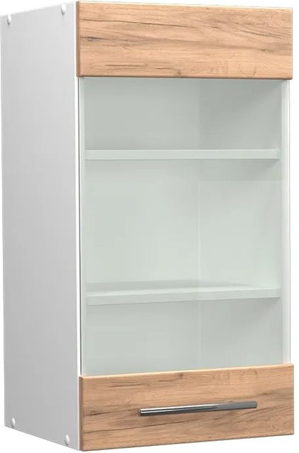 Vicco Küchenglasschrank Fame-Line Hängeschrank mit Glastüren und Softclose in Weiß Eiche, B/T/H: 40 x 34 x 72 cm - Bild 1