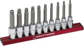 Kraftwerk Loch-RIBE-Lang-Bit-Steckschlüssel-Satz 1/2 Zoll, 10-teilig, Silber - Bild 1