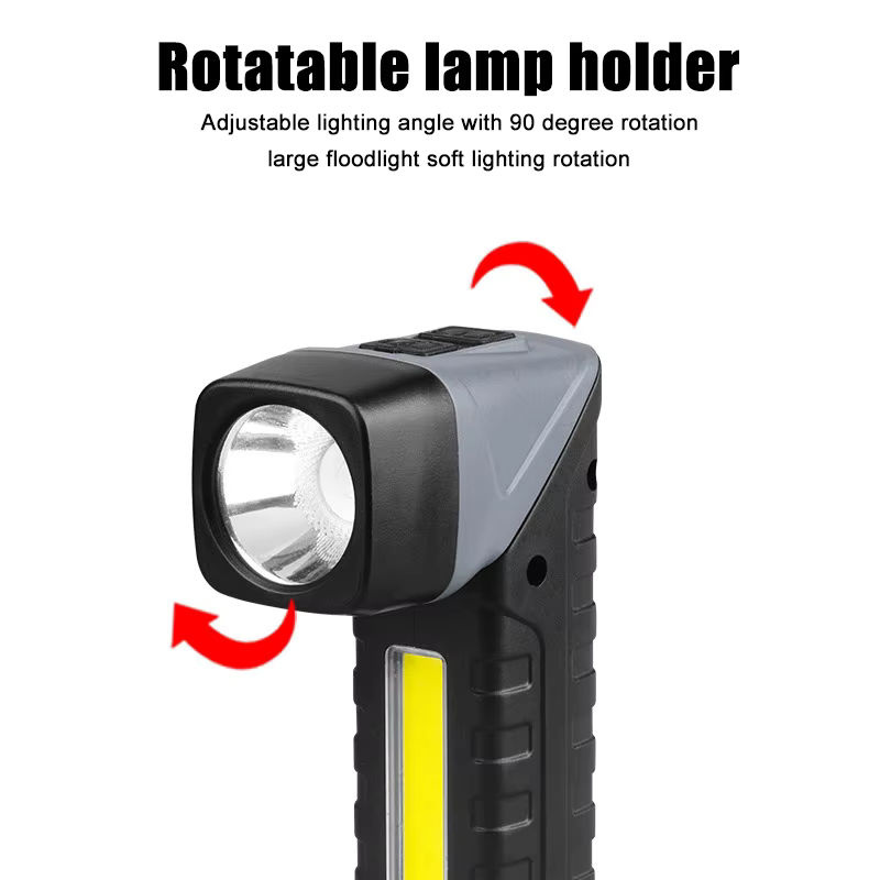 XIWANGFIRE Multifunktionaler LED-Arbeitsscheinwerfer mit Magnet und Akku, wiederaufladbar via USB, Schwarz - Bild 2