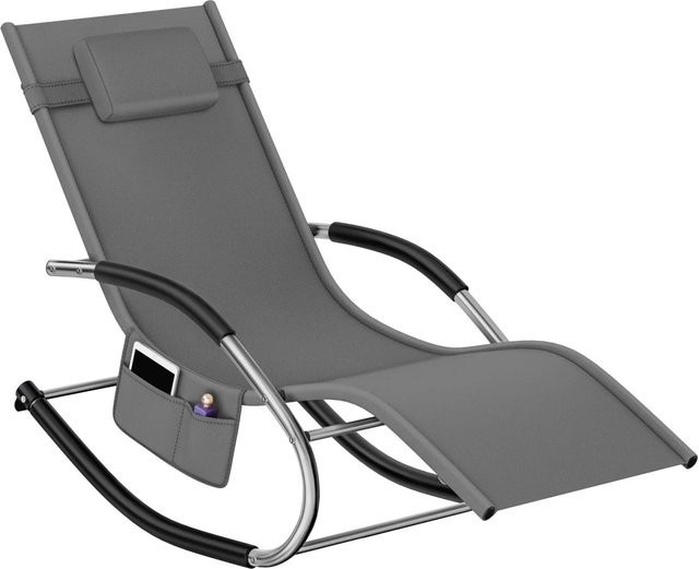 tectake Gartenliege Taya Ergonomisch mit Komfort-Schwingbewegung und Textilene-Gewebe in Grau, B/T/H: 142 x 62 x 92 cm - Bild 2