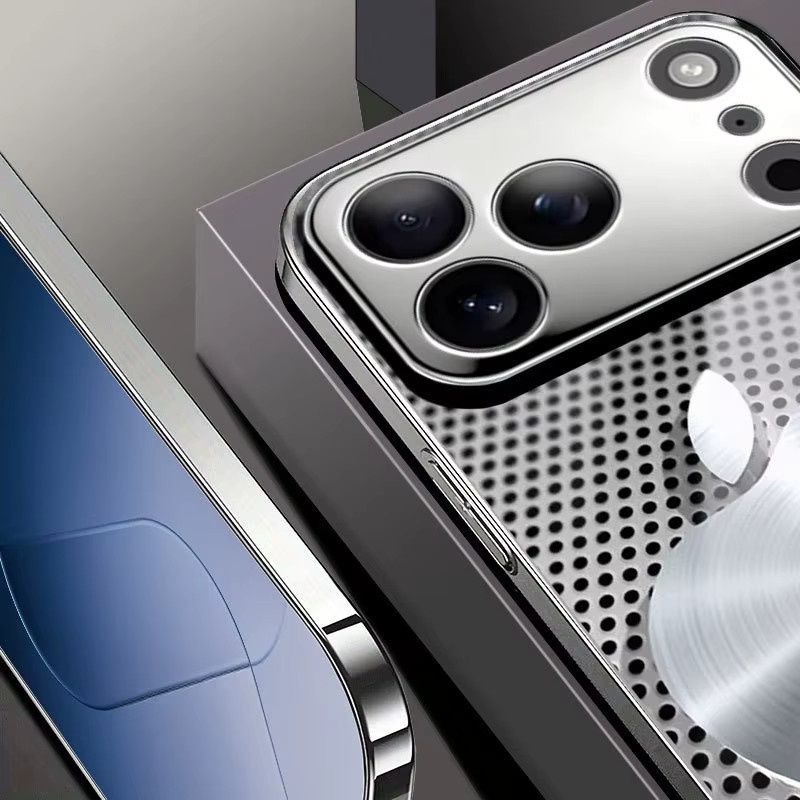 Galvanisierte Glas-Handyhülle mit Metallgeflecht für Apple iPhone 17, 16, 15, 14, 13, 12, 11 Pro Max Plus in Silber - Bild 3
