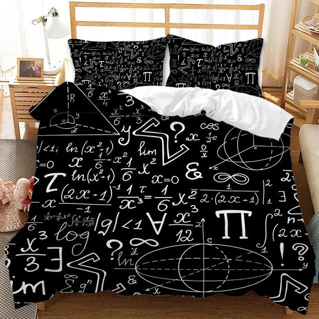 Your Warm Home Mathe Bettwäsche Set mit Mathematik Formel Druck, 2-teilig, Farbe: Schwarz, Material: Polyester, B/H: 70 x 133 cm - Bild 1