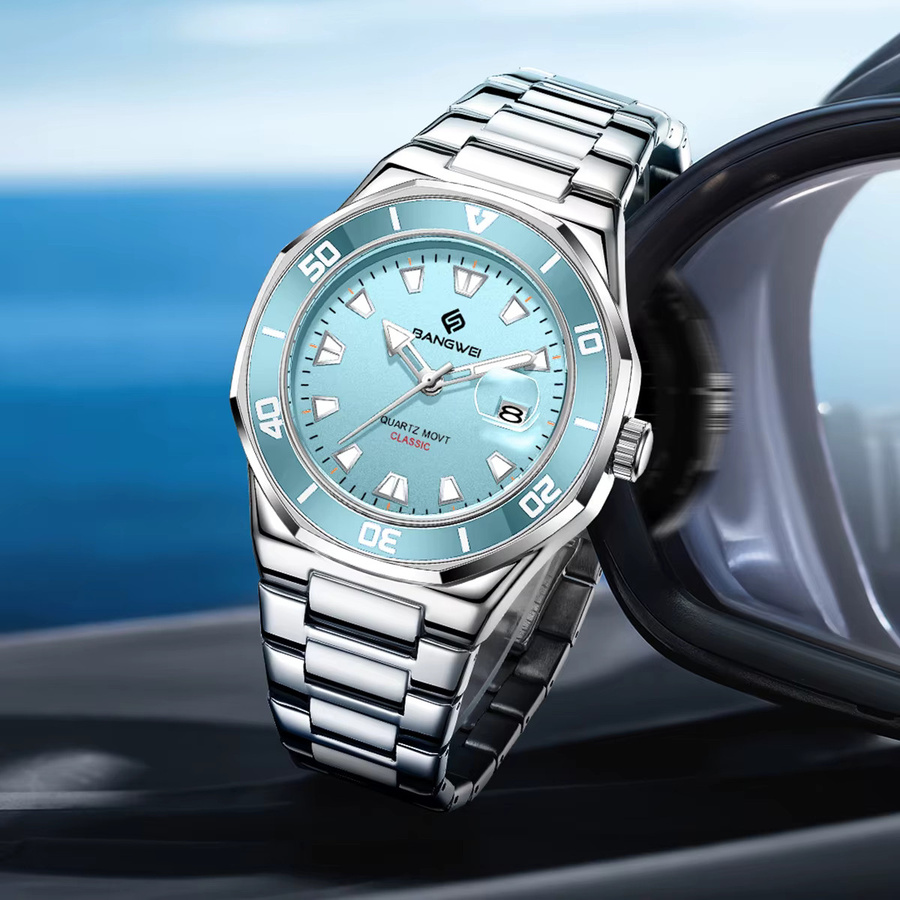 BangWEI Armbanduhr, Quarz, Edelstahl, Blau, Herren - Bild 2