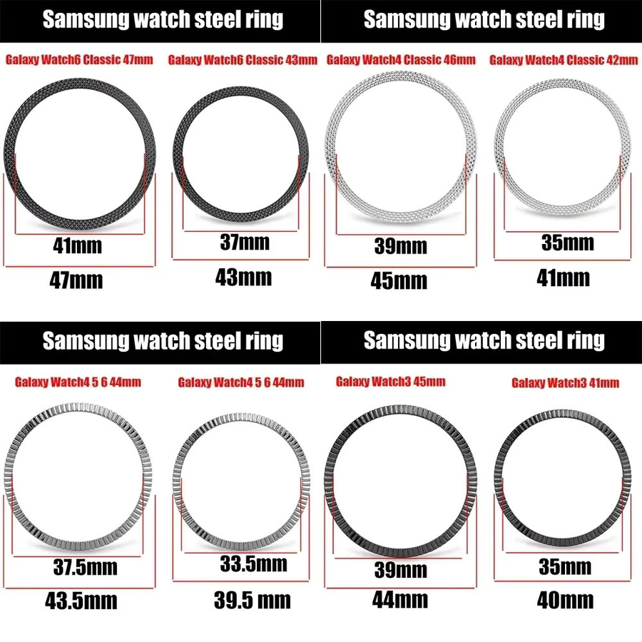 CAOWTAN Metalllünette Abdeckring für Samsung Galaxy Watch, Edelstahl, Silber - Bild 4