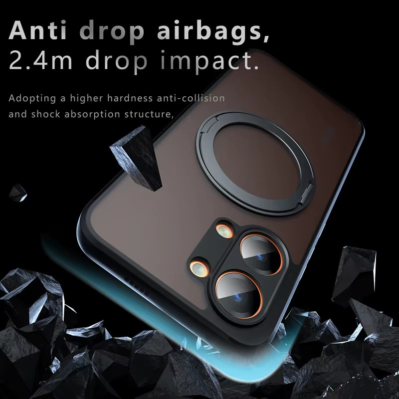 ELVEV Magnetische Stoßfeste Schutzhülle für Xiaomi POCO X8 Pro Max in Schwarz mit Drehbarem Ringhalter aus PC und weichem TPU - Bild 2
