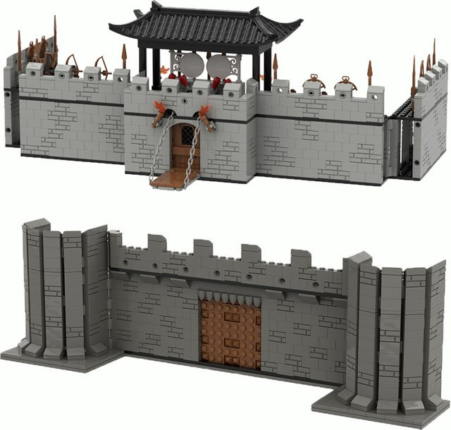 BRICKPANDA Mittelalterliches Schloss MOC Bauset in Grau mit Rittern und Belagerungsausrüstung aus Kunststoff - Bild 1
