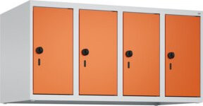 C+P Aufsatzschrank 7035/2004 mit 4 Abteilen und Sicherheits-Drehriegel, B/H/T: 100 x 50 x 50 cm, Lichtgrau und Reinorange - Bild 1