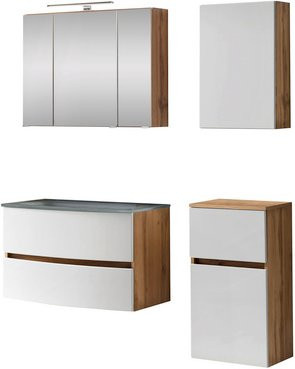 HELD MÖBEL Waschtisch-Set KOPENHAGEN in Weiss, 6-teilig, modern und wandmontiert mit LED-Beleuchtung und Soft-Close-Türen, B/T/H: 80 x 64 x 60 cm - Bild 1