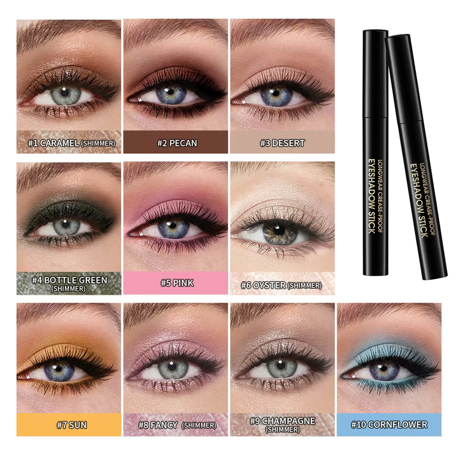 Creme-Lidschattenstift, schimmernd und mattbraun, 10 Farben - Bild 2