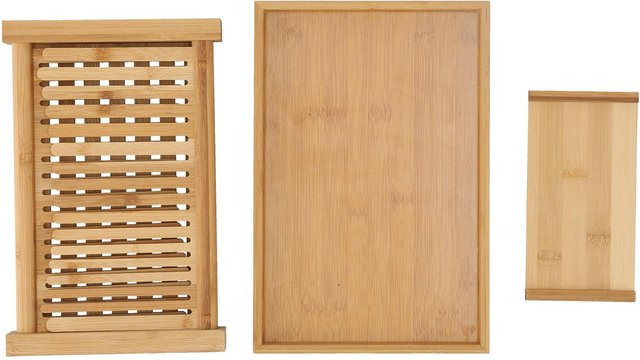 CosyHome Verstellbares und faltbares Brotschneidebrett aus Bambus und Holz in Beige - Bild 1