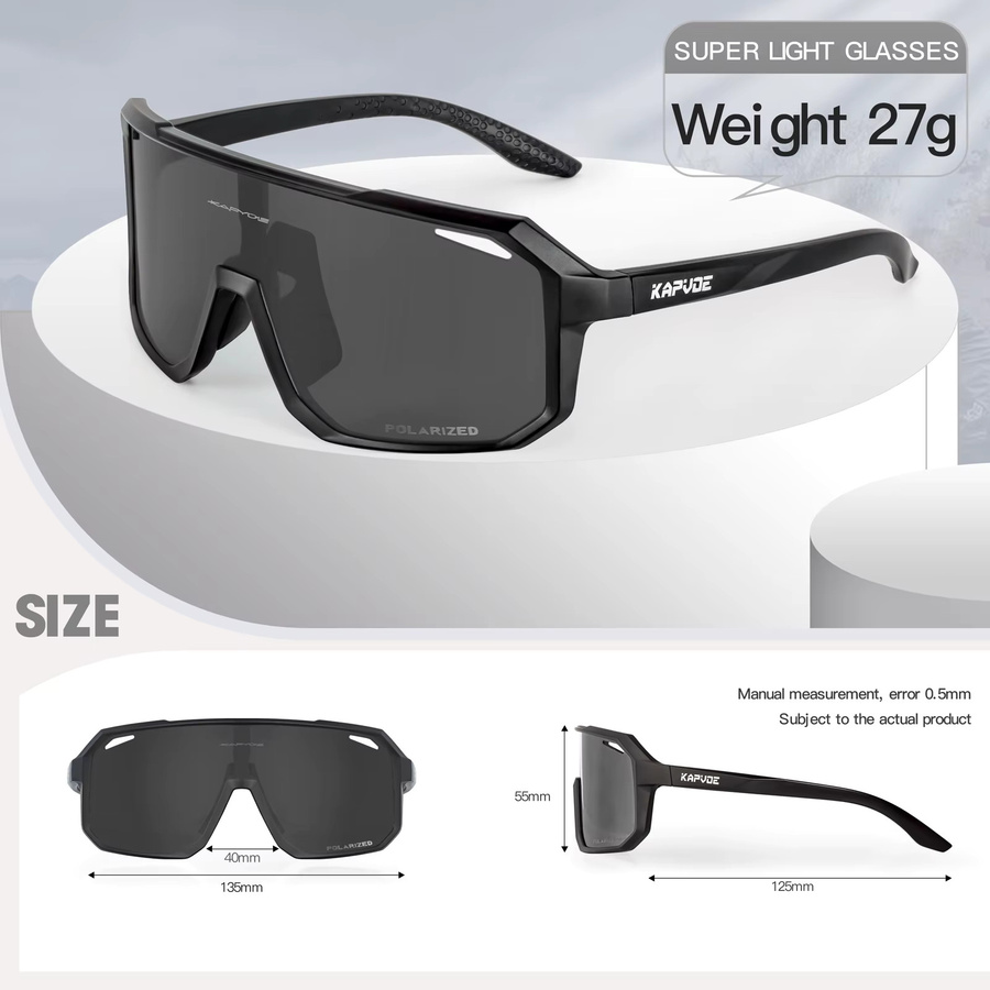 KAPVOE Sportsonnenbrille, Vollrand, TR90, schwarz, Unisex - Bild 5