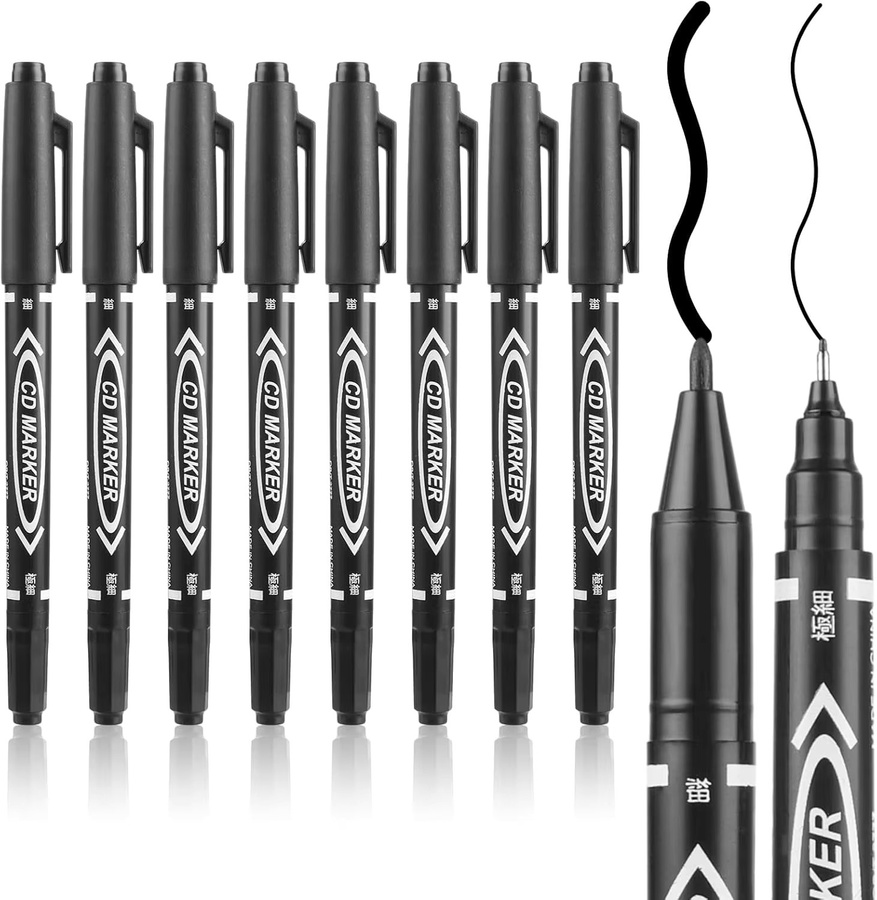 10-teiliges Doppelend-Marker-Set mit Pinselspitze in Schwarz, Rot und Blau zum Malen, Skizzieren und Schreiben - Bild 2