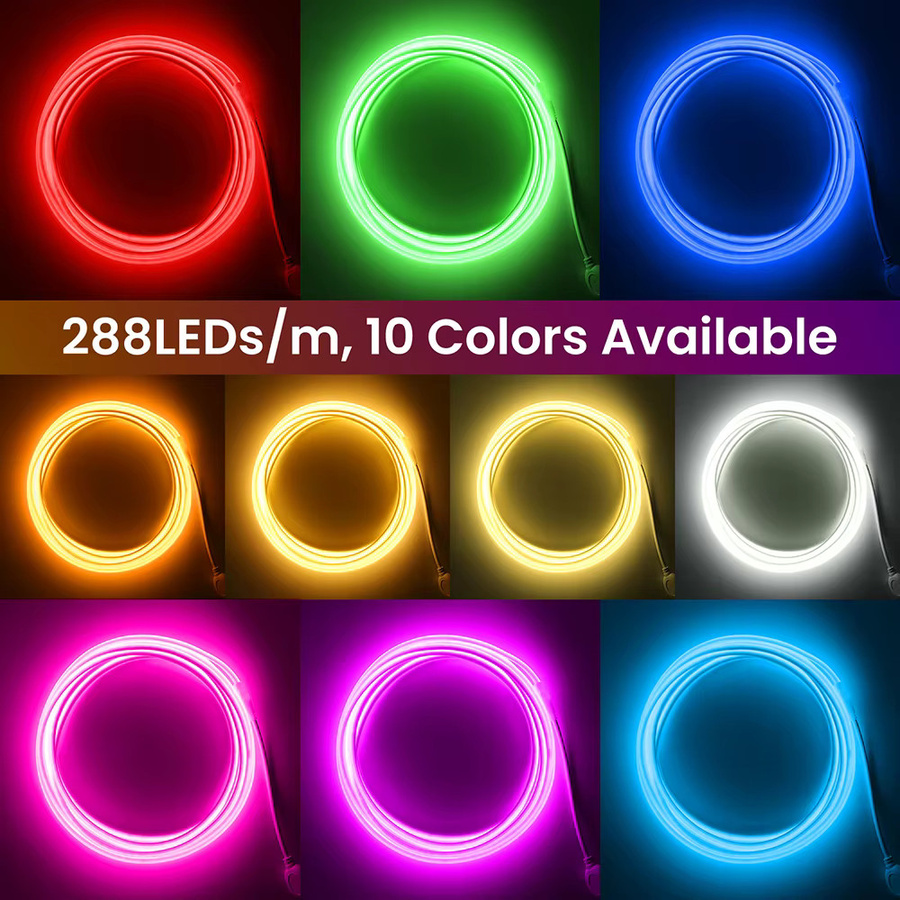 KISUFU COB LED Neonstreifen RGB Multicolour, dimmbar mit Timer und Schalter, 220V wasserdichte Hintergrundbeleuchtung für Küche und Wohnzimmer - Bild 3