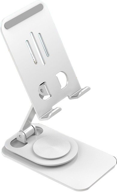 DIYelecs Handyhalter aus Metall in Weiß mit 360 Grad Drehung, höhenverstellbar und faltbar für deinen Schreibtisch - Bild 1