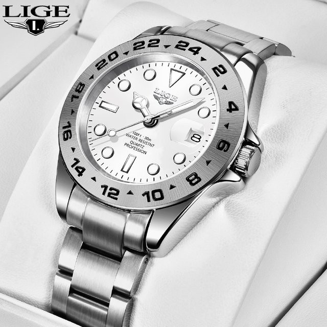 Lige Armbanduhr Edelstahl, Datum, Silber, Herren - Bild 1